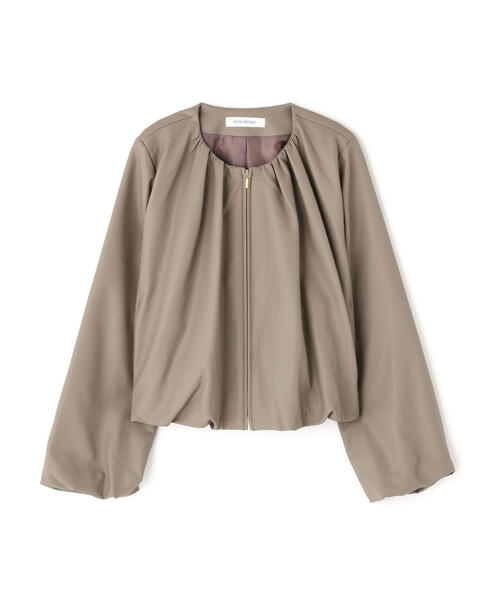 NATURAL BEAUTY BASIC（ナチュラルビューティーベーシック）の「◇フェイクレザーギャザーブルゾン（ブルゾン・レディース・ブラック/ブラウン/ベージュ・SMALL/MEDIUM）」の14枚目の写真