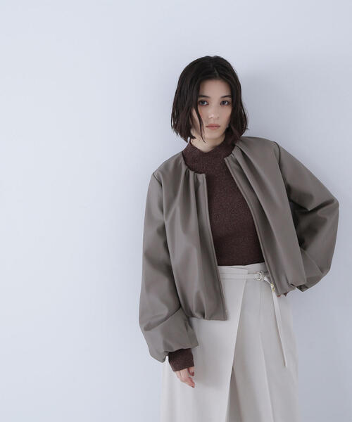 グレースコンチネンタル フェイクレザーギャザーブルゾン セール】◇フェイクレザーギャザーブルゾン（ブルゾン）｜NATURAL