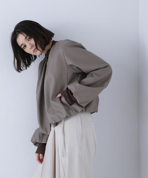 セール】◇フェイクレザーギャザーブルゾン（ブルゾン）｜NATURAL