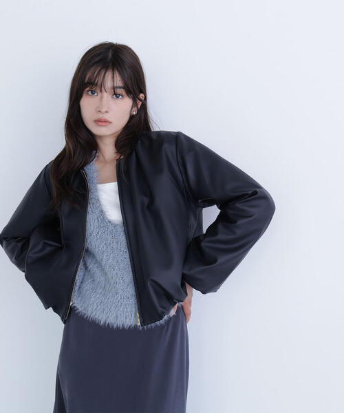 セール】◇フェイクレザーギャザーブルゾン（ブルゾン）｜NATURAL