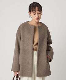 ★新品未使用タグ付★ グリーンレーベルリラクシング ノーカラーコート　モカ green label relaxing｜グリーンレーベル リラクシングのノー