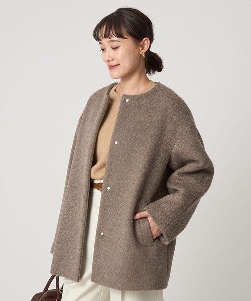 セール】［size SHORTあり］アンゴラビーバー ノーカラー ミドル