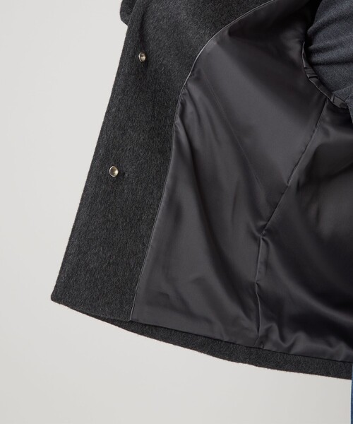 size SHORTあり］アンゴラビーバー ノーカラー ミドル コート（ノー