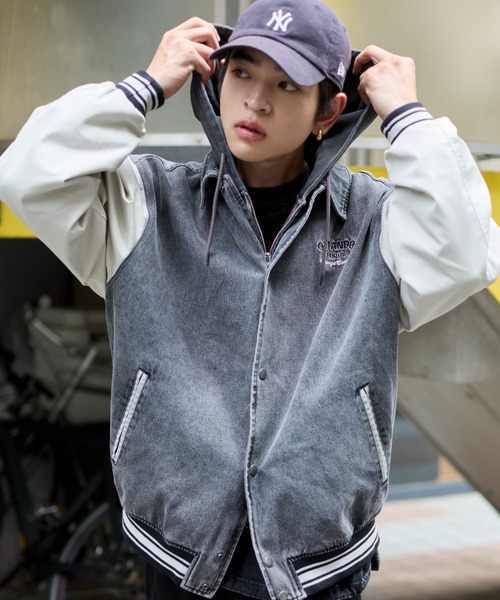 WEGO（ウィゴー）の「WEGO/デニムスタジャン（デニムジャケット・メンズ・ブラック系3/スカイブルー・MEDIUM/LARGE）」の7枚目の写真