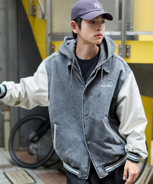 WEGO（ウィゴー）の「WEGO/デニムスタジャン（デニムジャケット・メンズ・ブラック系3/スカイブルー・MEDIUM/LARGE）」の8枚目の写真