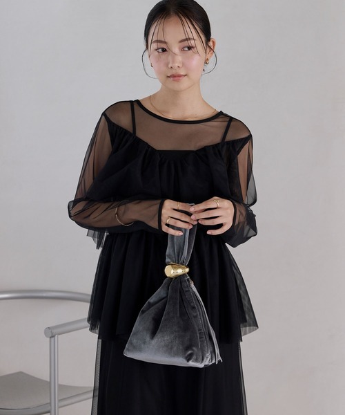 forksy.】【オケージョン対応】ベロアワンハンドルバッグ forksy