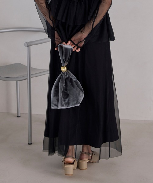 forksy.】【オケージョン対応】ベロアワンハンドルバッグ forksy