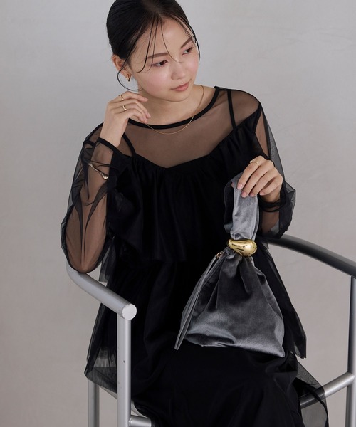 forksy.】【オケージョン対応】ベロアワンハンドルバッグ forksy