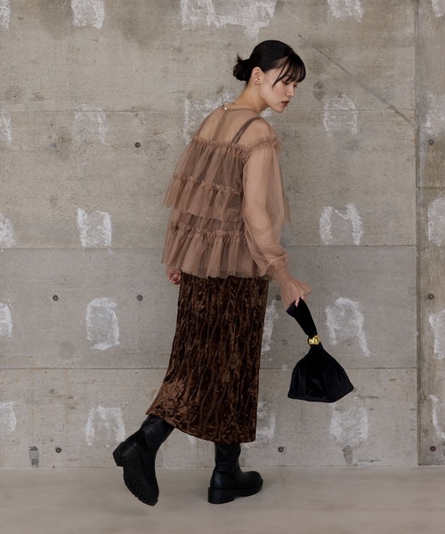 forksy.】【オケージョン対応】ベロアワンハンドルバッグ forksy