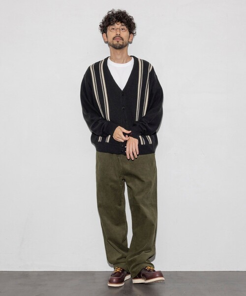 RED KAP（レッドキャップ）の「RED KAP/レッドキャップ 別注 ガーター編み ストライプ カーディガン（カーディガン/ボレロ・メンズ・ワインレッド/オリーブ/ブラック・MEDIUM/LARGE/SMALL）」の6枚目の写真