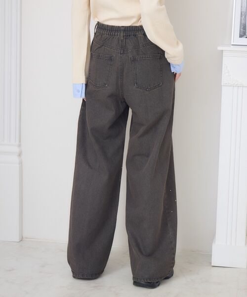 ems excite(エムズエキサイト)の「ビジューデニムPT(デニムパンツ・レディース・ケミカルウォッシュ/ダークブルー/ブラック・FREE)」の13枚目の写真