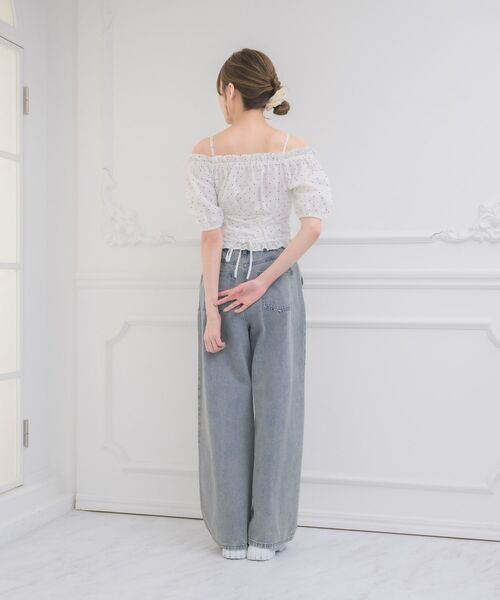 ems excite(エムズエキサイト)の「ビジューデニムPT(デニムパンツ・レディース・ケミカルウォッシュ/ダークブルー/ブラック・FREE)」の17枚目の写真