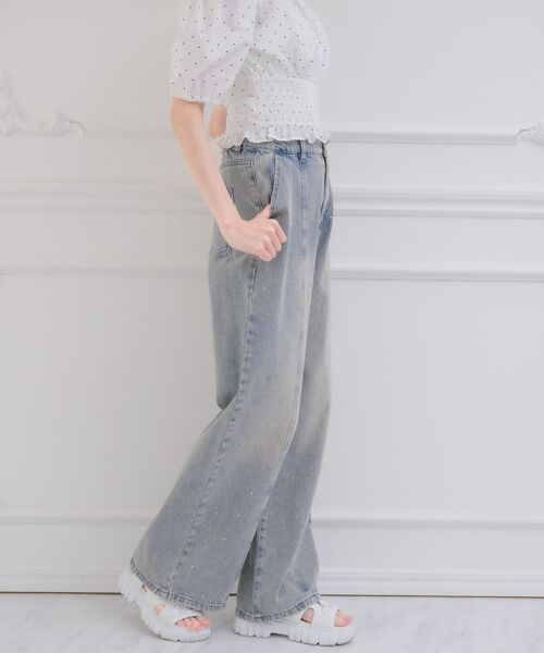 ems excite(エムズエキサイト)の「ビジューデニムPT(デニムパンツ・レディース・ケミカルウォッシュ/ダークブルー/ブラック・FREE)」の20枚目の写真