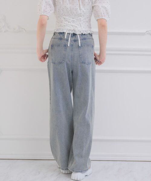 ems excite(エムズエキサイト)の「ビジューデニムPT(デニムパンツ・レディース・ケミカルウォッシュ/ダークブルー/ブラック・FREE)」の21枚目の写真