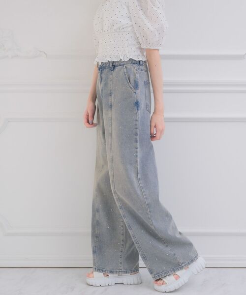 ems excite(エムズエキサイト)の「ビジューデニムPT(デニムパンツ・レディース・ケミカルウォッシュ/ダークブルー/ブラック・FREE)」の22枚目の写真