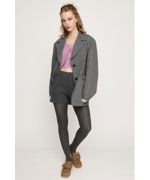 SLY（スライ）の「RIB KNIT BACK PK S/PT リブ ニット バックポケット ショートパンツ 秋服 冬服（スラックス・レディース・ブラック/杢グレー・FREE）」の6枚目の写真