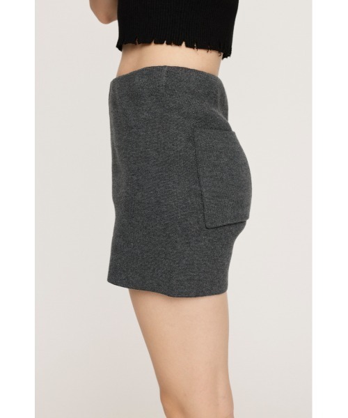 SLY（スライ）の「RIB KNIT BACK PK S/PT リブ ニット バックポケット ショートパンツ 秋服 冬服（スラックス・レディース・ブラック/杢グレー・FREE）」の9枚目の写真