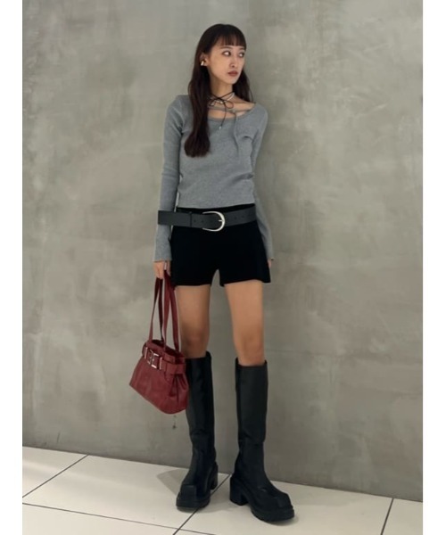 SLY（スライ）の「RIB KNIT BACK PK S/PT リブ ニット バックポケット