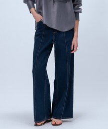 cloenc | 【マシンウォッシュ】ストレッチデニムワイドパンツ(デニムパンツ)