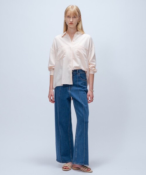 cloenc（クロエンス）の「【マシンウォッシュ】ストレッチデニムワイドパンツ（デニムパンツ・レディース・ブルー/ネイビー・01/02/03）」の3枚目の写真