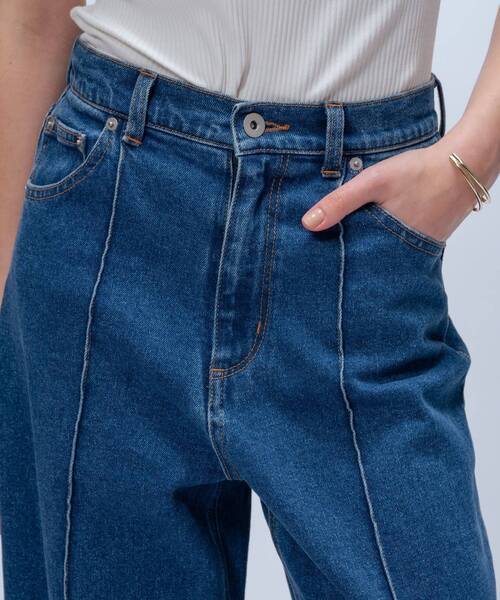 cloenc（クロエンス）の「【マシンウォッシュ】ストレッチデニムワイドパンツ（デニムパンツ・レディース・ブルー/ネイビー・01/02/03）」の7枚目の写真