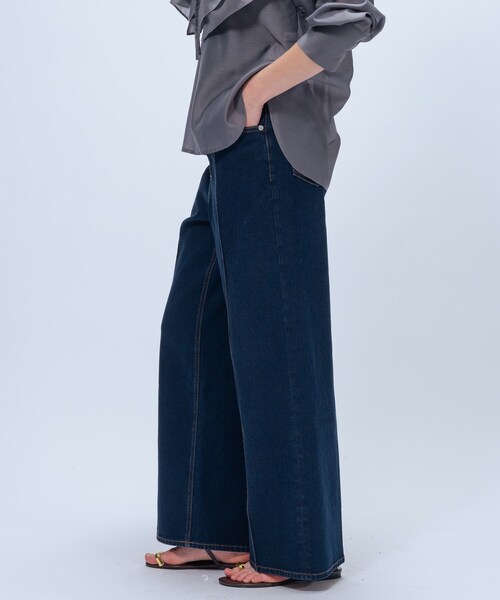 cloenc（クロエンス）の「【マシンウォッシュ】ストレッチデニムワイドパンツ（デニムパンツ・レディース・ブルー/ネイビー・01/02/03）」の14枚目の写真