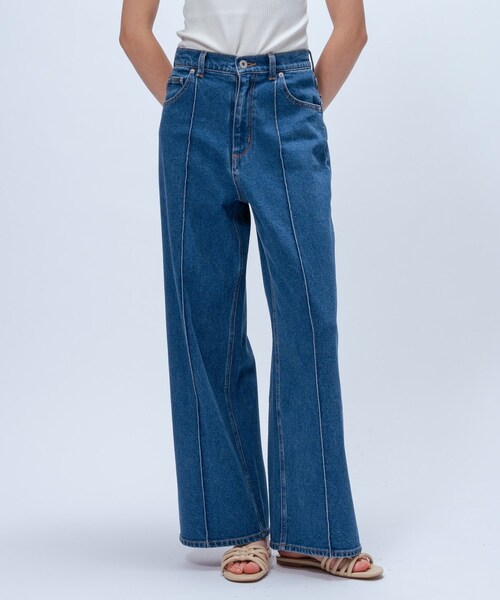 cloenc（クロエンス）の「【マシンウォッシュ】ストレッチデニムワイドパンツ（デニムパンツ・レディース・ブルー/ネイビー・01/02/03）」の17枚目の写真