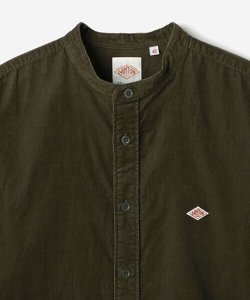 【DANTON】コーデュロイ　バンドカラーシャツ　長袖　緑　40サイズ DANTON | コーデュロイ バンドカラー長袖シャツ MEN（シャツ