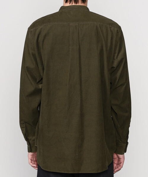 【DANTON】コーデュロイ　バンドカラーシャツ　長袖　緑　40サイズ DANTON】コーデュロイ バンドカラーシャツ 長袖 緑 40サイズ