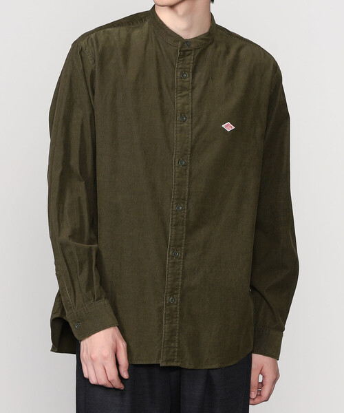 【DANTON】コーデュロイ　バンドカラーシャツ　長袖　緑　40サイズ Bshop｜DANTON | コーデュロイ バンドカラー長袖シャツ MEN