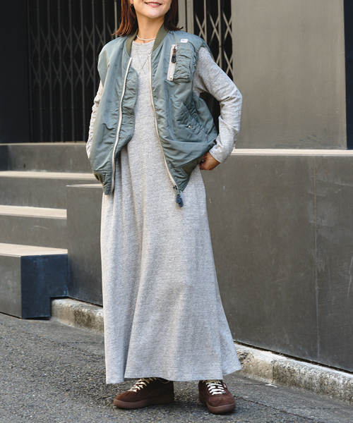 キャンディスリーブストライプワンピース ULTスラブストレッチロングワンピース（ワンピース）｜OUTDOOR