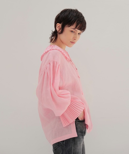 venit（ヴェニット）の「VENIT / linen pleats blouse(リネンプリーツブラウス VEG-5519-A)（シャツ/ブラウス・レディース・ホワイト・38）」の2枚目の写真