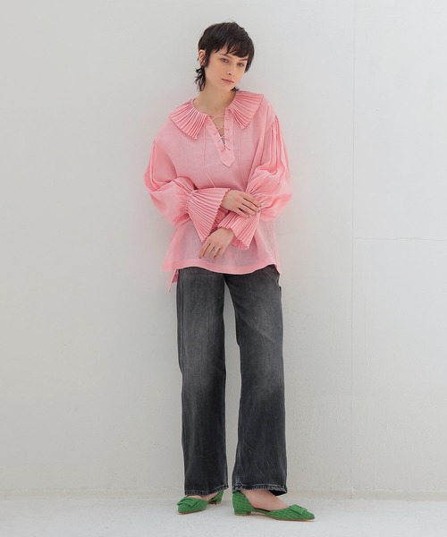 venit（ヴェニット）の「VENIT / linen pleats blouse(リネンプリーツブラウス VEG-5519-A)（シャツ/ブラウス・レディース・ホワイト・38）」の8枚目の写真