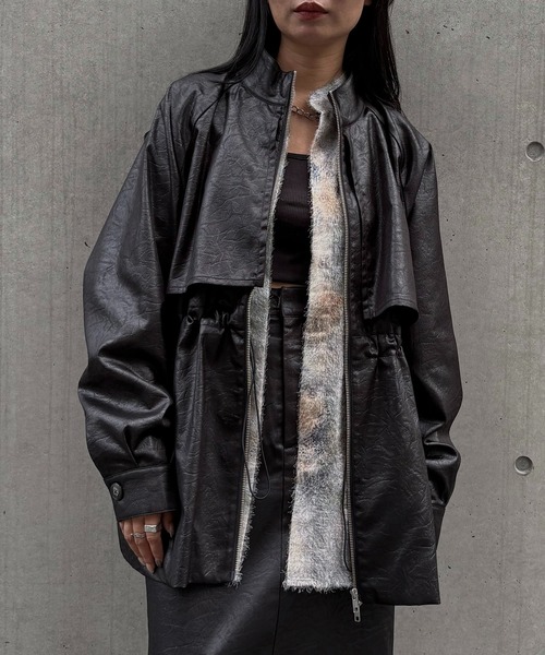 &g'aime（アンジェム）の「【&g'aime】ドロストオーバージャケット　Drawstring Over Jacket（ブルゾン・レディース・アイボリー/ブラック/ブラウン・FREE）」の3枚目の写真