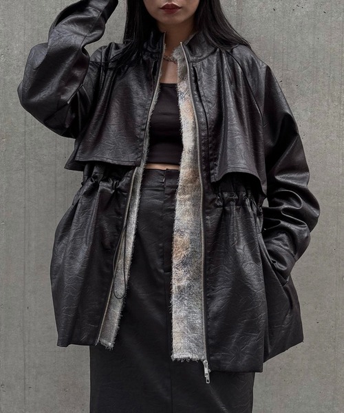 &g'aime（アンジェム）の「【&g'aime】ドロストオーバージャケット　Drawstring Over Jacket（ブルゾン・レディース・アイボリー/ブラック/ブラウン・FREE）」の17枚目の写真