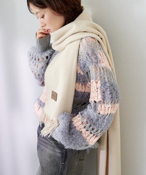 Kastane（カスタネ）の「【4色展開】ツイルマフラー（マフラー・レディース・ブラウン/ネイビー/ブルー/アイボリー・FREE）」の12枚目の写真