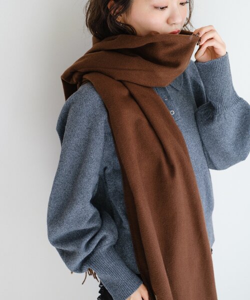 Kastane（カスタネ）の「【4色展開】ツイルマフラー（マフラー・レディース・ブラウン/ネイビー/ブルー/アイボリー・FREE）」の22枚目の写真