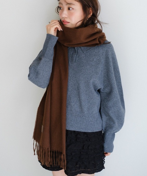 Kastane（カスタネ）の「【4色展開】ツイルマフラー（マフラー・レディース・ブラウン/ネイビー/ブルー/アイボリー・FREE）」の7枚目の写真