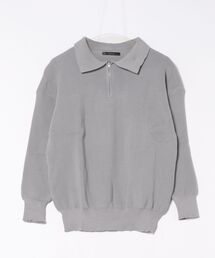 LANVIN レディース ポロシャツ グレー スモーキー模様 ハーフジップ LANVIN SPORT 公式 ランバン スポール ハーフジップ長袖