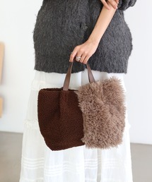 ファー切り替えトートバッグ