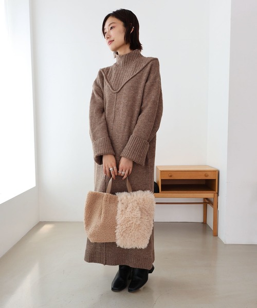 T・S・L（ティーエスエル）の「ファー切り替えトートバッグ（トートバッグ・レディース・モカ/グレー/アイボリー・FREE）」の7枚目の写真