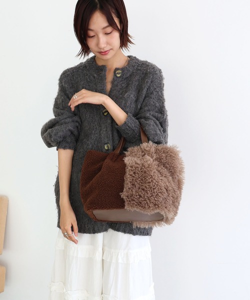 T・S・L（ティーエスエル）の「ファー切り替えトートバッグ（トートバッグ・レディース・モカ/グレー/アイボリー・FREE）」の12枚目の写真
