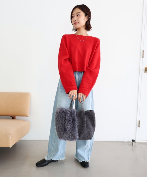 T・S・L（ティーエスエル）の「ファー切り替えトートバッグ（トートバッグ・レディース・モカ/グレー/アイボリー・FREE）」の10枚目の写真