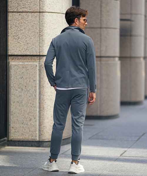 SOMEDIFF（サムディフ）の「【2点セット】毛玉ができないイタリアンカラーセットアップ メンズ スウェット 上下セット スーツ ジャケット スキニーパンツ 春服 冬服（セットアップ・メンズ・ブラック/カーキ/チャコール・M/L/XL）」の10枚目の写真