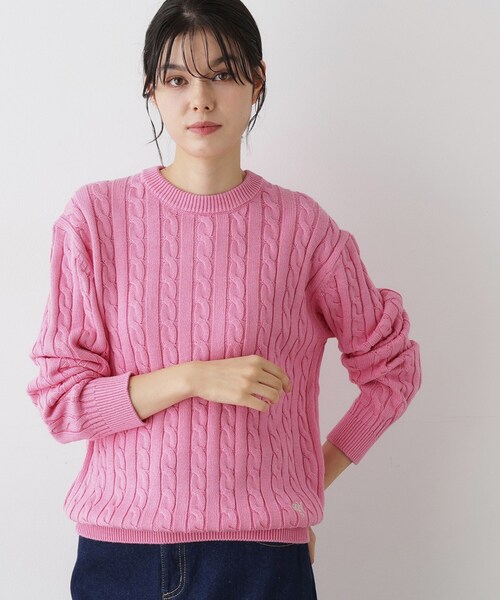 Dessin（デッサン）の「【ユニセックス・洗える】クルーネックケーブルニット（ニット/セーター・レディース・ネイビー/ピンク系/グレー・04/03/01/02）」の3枚目の写真