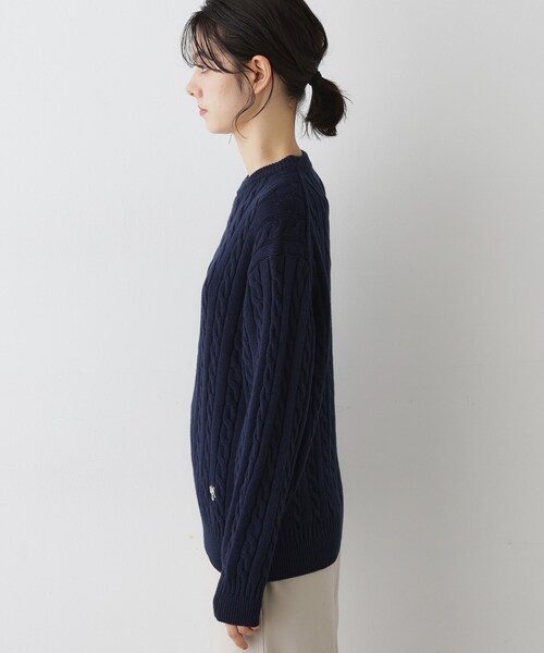 Dessin（デッサン）の「【ユニセックス・洗える】クルーネックケーブルニット（ニット/セーター・レディース・ネイビー/ピンク系/グレー・04/03/01/02）」の17枚目の写真