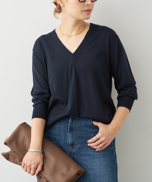 【美品】ミューズ ドゥーズィエム クラス Vネックプルオーバー リブニット OLBIA Vネックプルオーバー（ニット／セーター）｜MUSE de Deuxieme