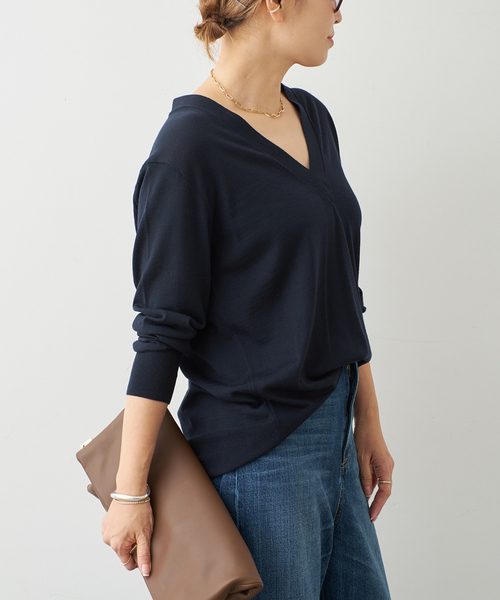 Deuxieme Classe（ドゥーズィエムクラス）の「MILLENNIUM Vネック プルオーバー（ニット/セーター・レディース・ネイビー/チャコールグレー・FREE）」の10枚目の写真