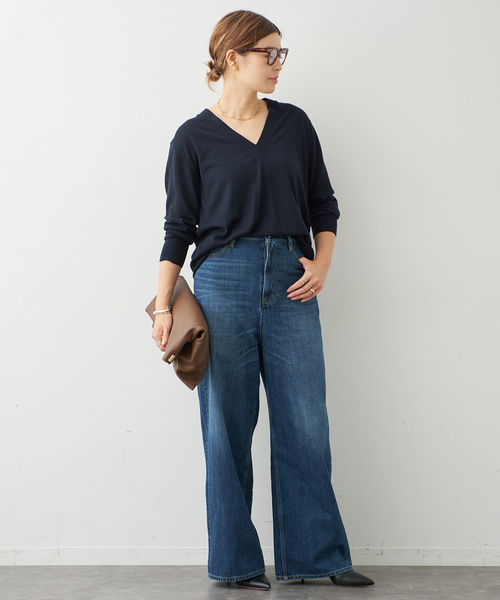 Deuxieme Classe（ドゥーズィエムクラス）の「MILLENNIUM Vネック プルオーバー（ニット/セーター・レディース・ネイビー/チャコールグレー・FREE）」の13枚目の写真