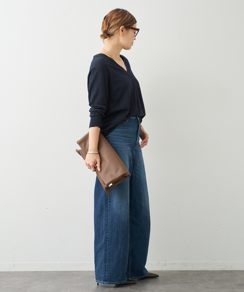 Deuxieme Classe（ドゥーズィエムクラス）の「MILLENNIUM Vネック プルオーバー（ニット/セーター・レディース・ネイビー/チャコールグレー・FREE）」の14枚目の写真